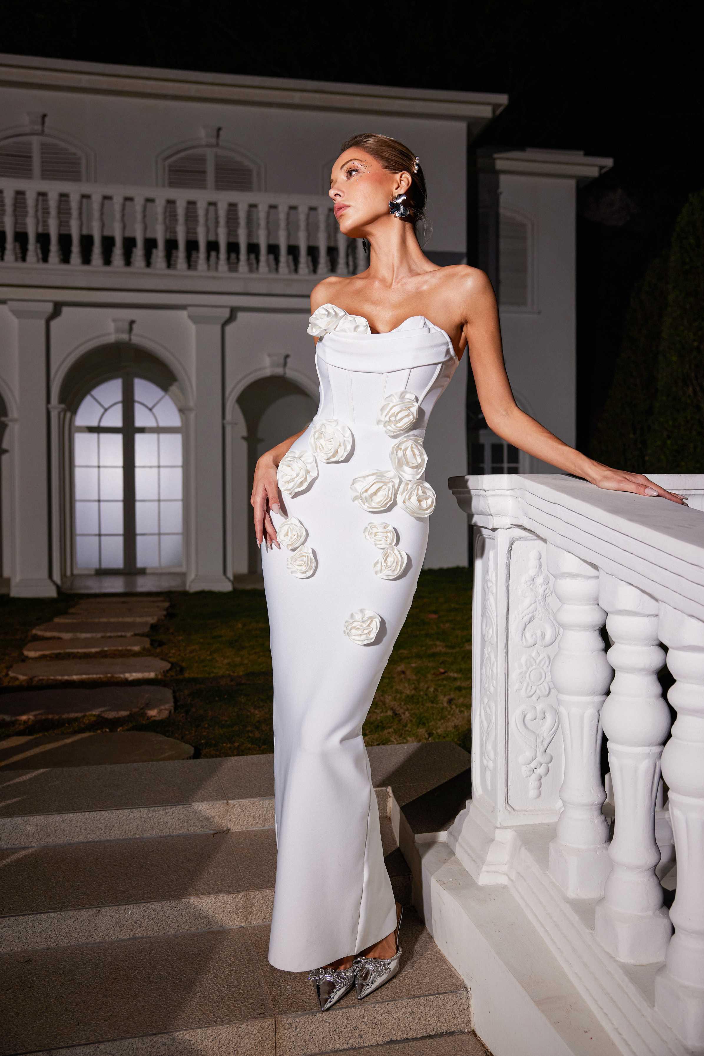 Arushi Strapless Flower Bandage Dress - Mew Mews