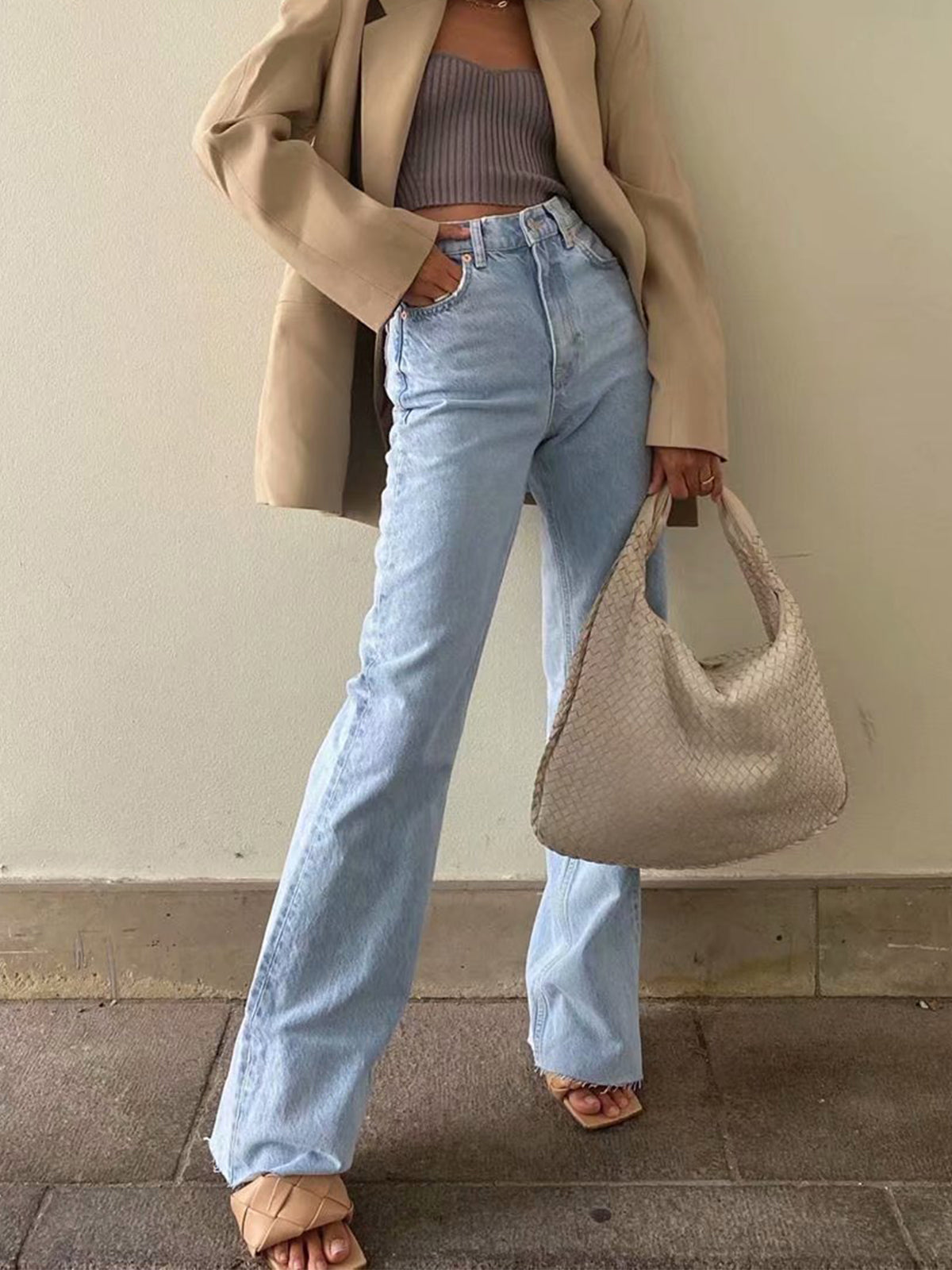 Denim Straight Leg Jeans-CALLISTARI