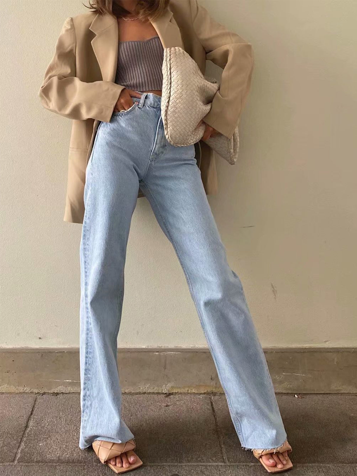 Denim Straight Leg Jeans-CALLISTARI