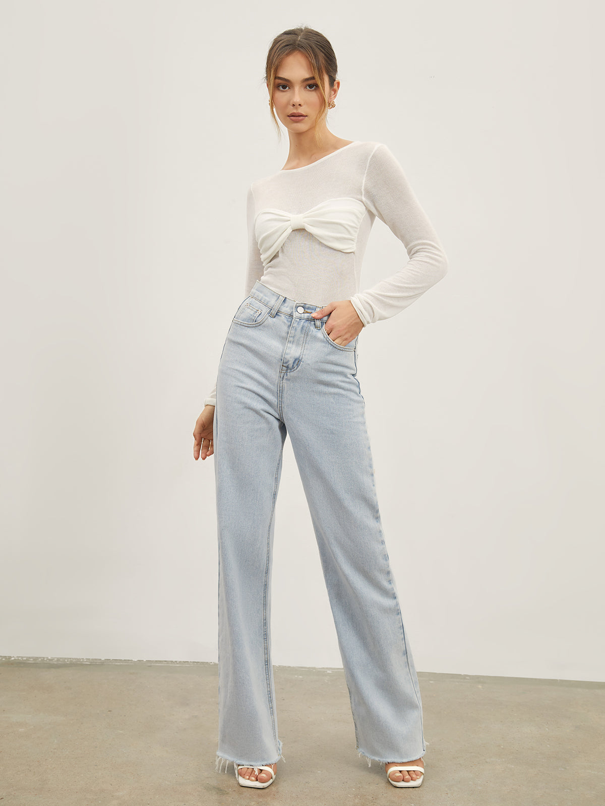Denim Straight Leg Jeans-CALLISTARI