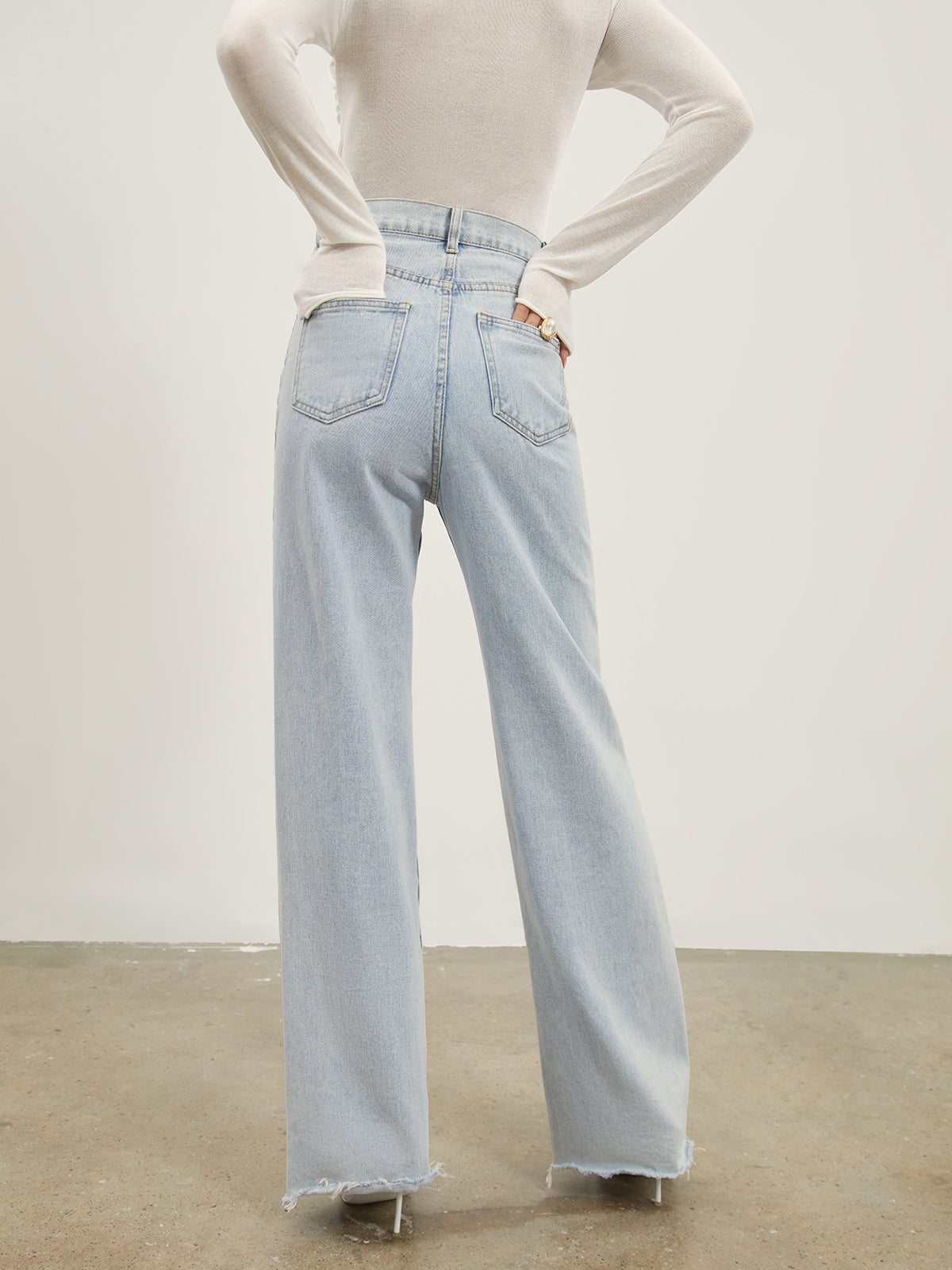 Denim Straight Leg Jeans-CALLISTARI