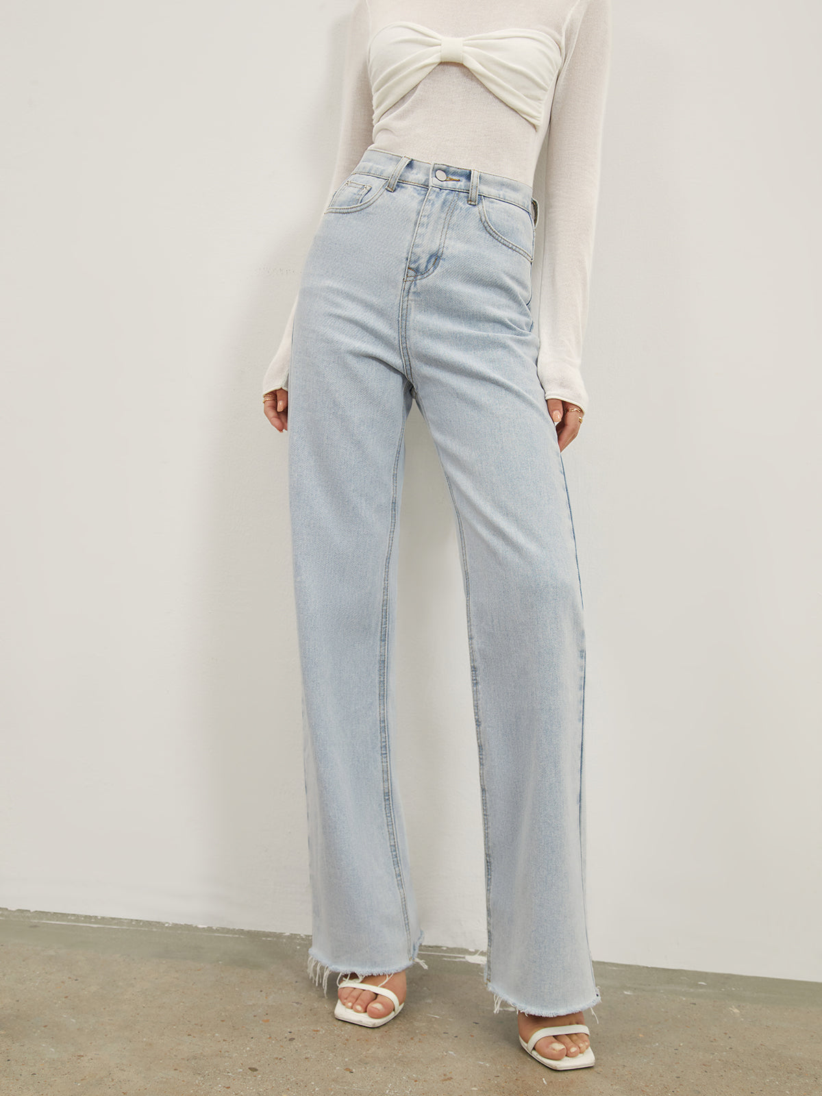 Denim Straight Leg Jeans-CALLISTARI