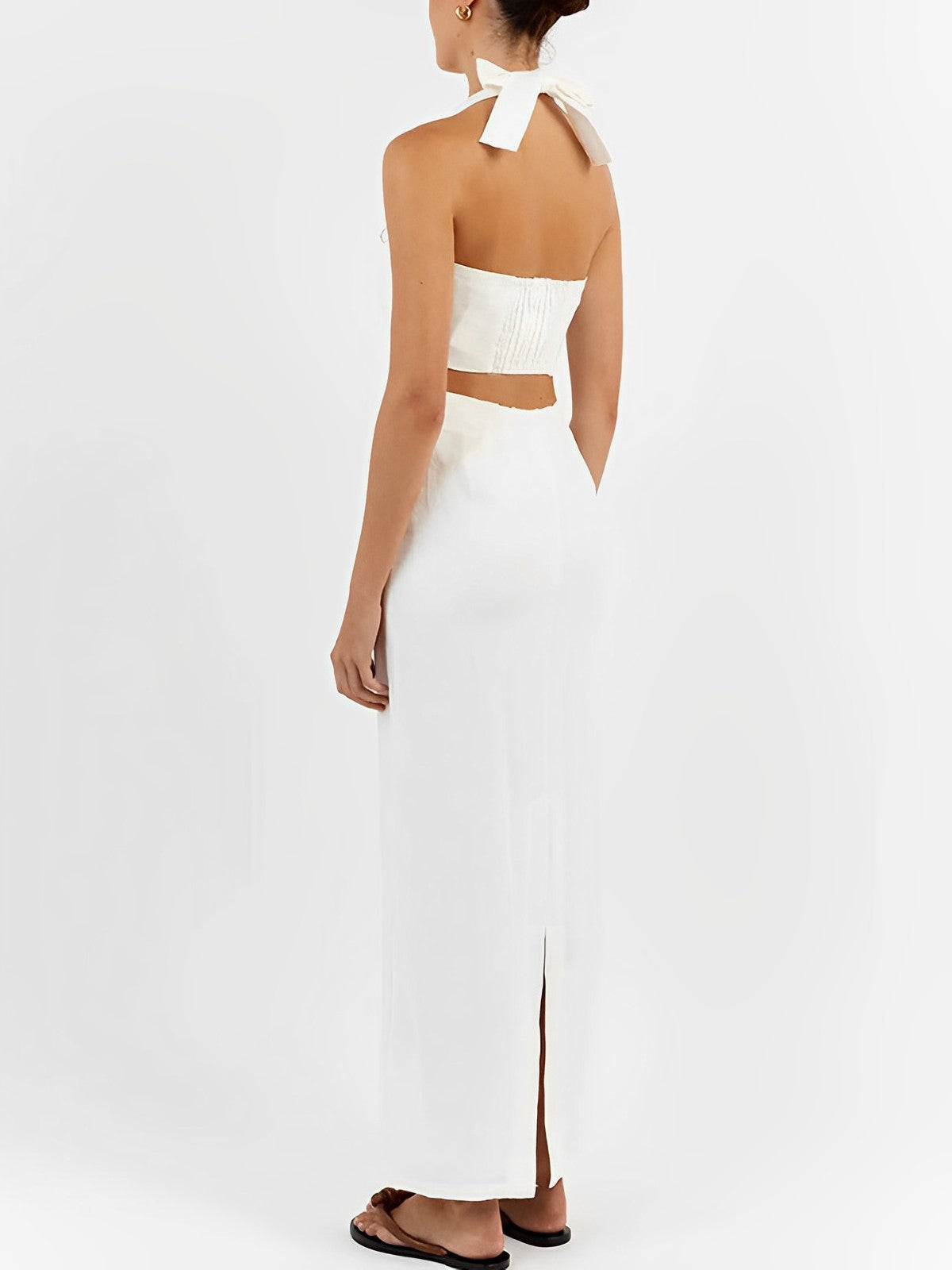 Halter Linen Two Piece Skirt Set-CALLISTARI