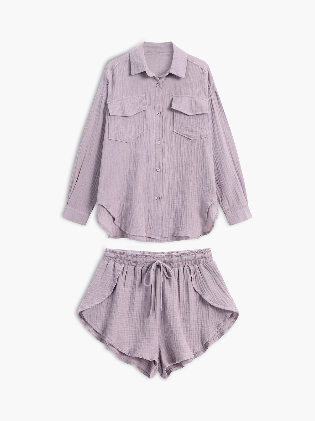 Minimalist Collared Two Piece Shorts Set-CALLISTARI