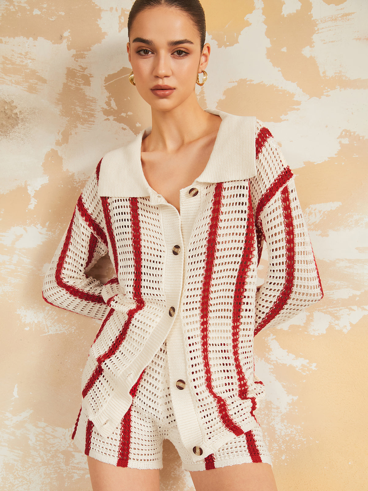 Puglia Stripe Crochet Two Piece Shorts Set-CALLISTARI