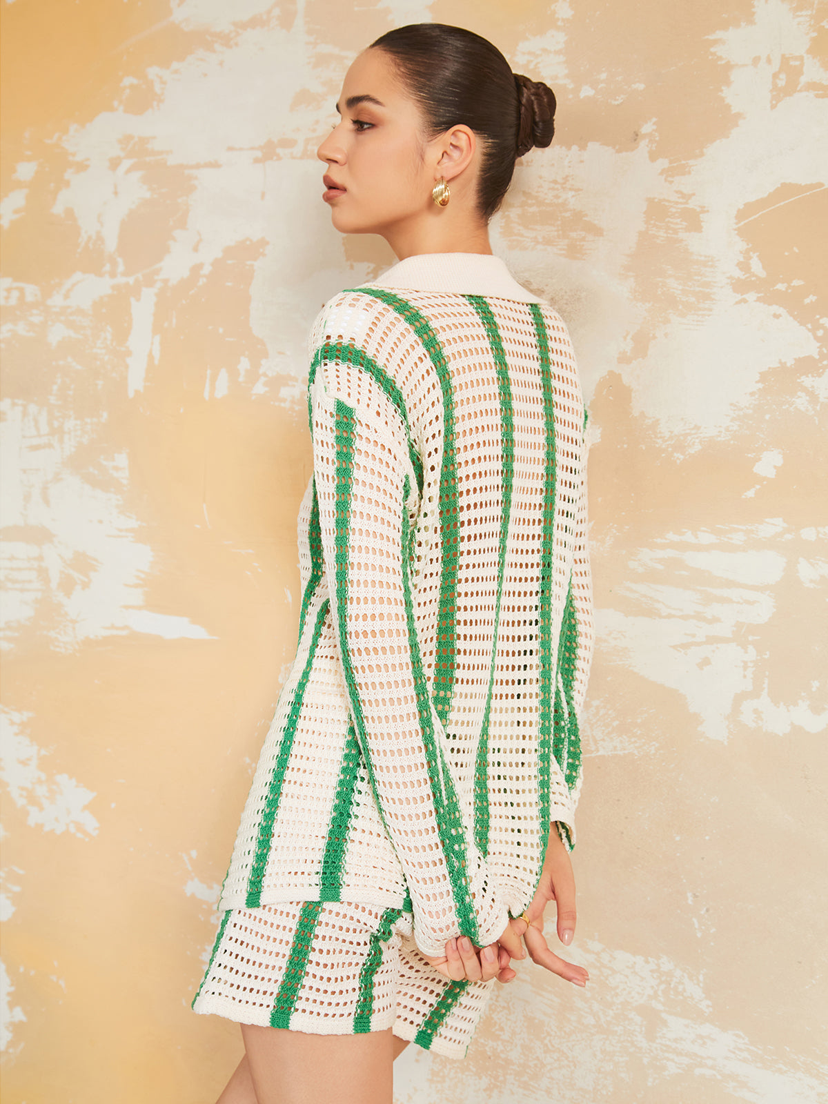 Puglia Stripe Crochet Two Piece Shorts Set-CALLISTARI