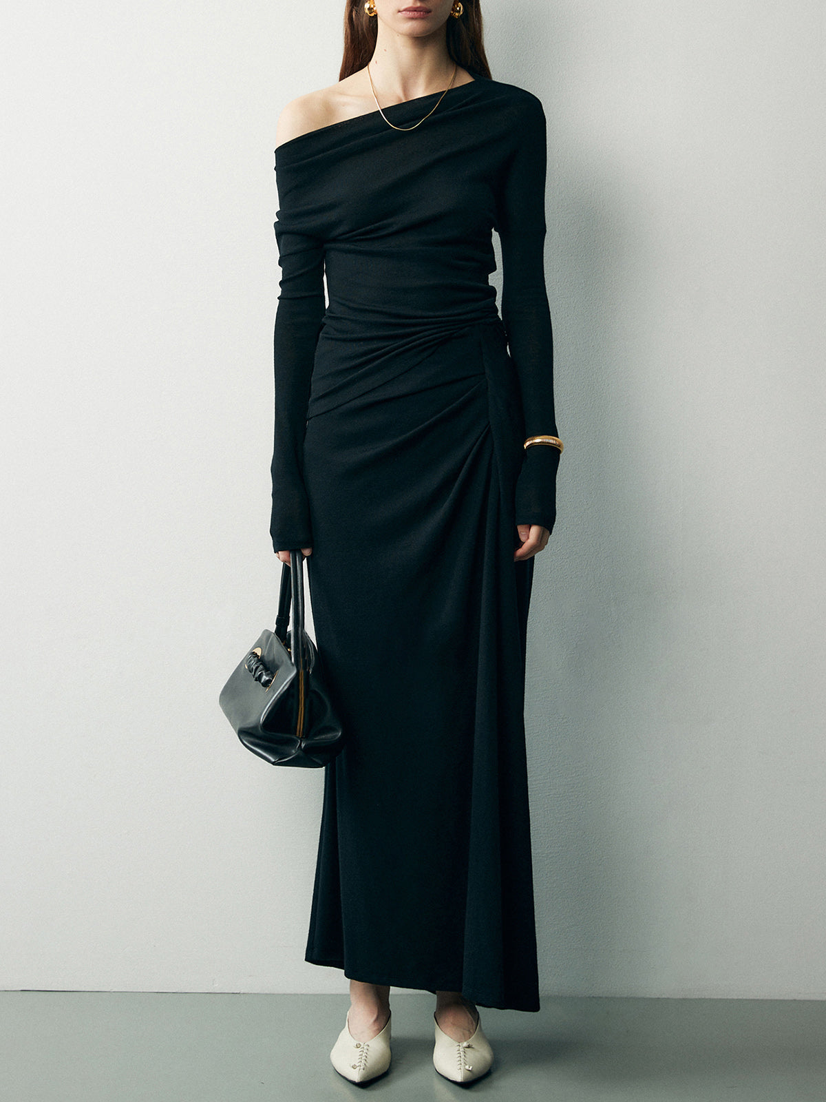 Asymmetric Off Shoulder Ruched Two Piece Skirt Set-CALLISTARI