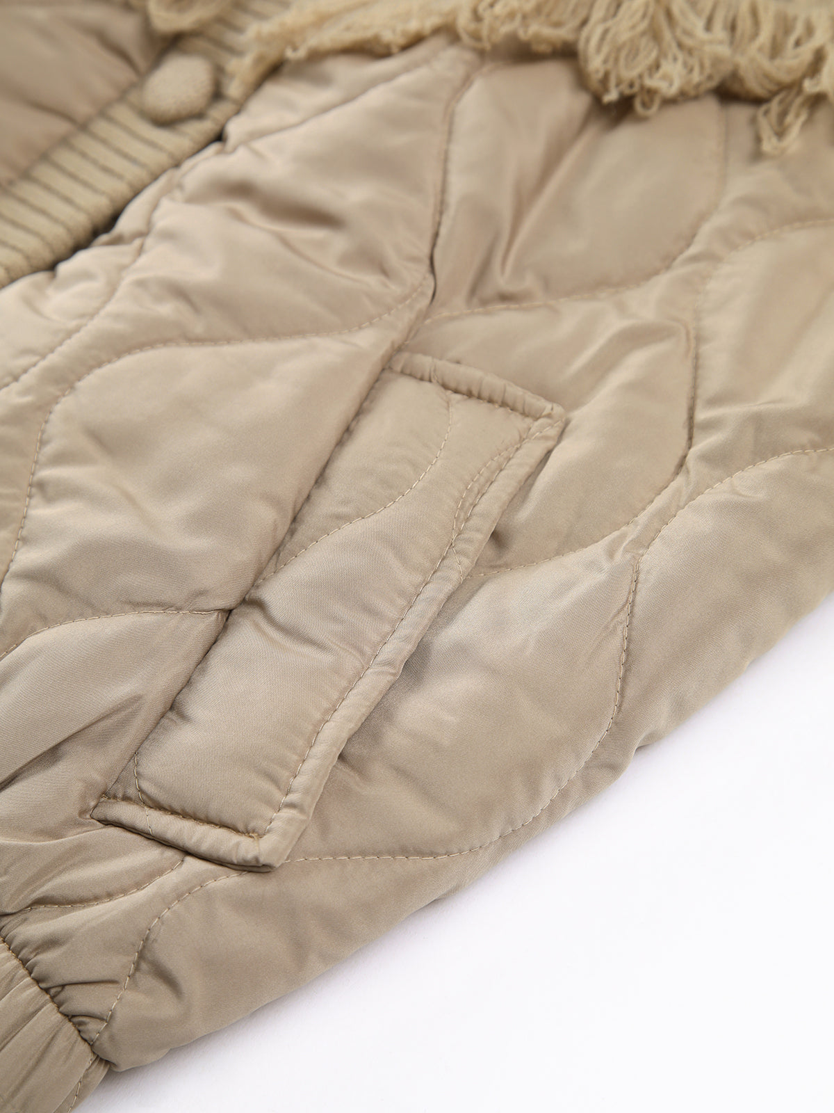 Patchwork Cable Knit Quilted Coat-CALLISTARI