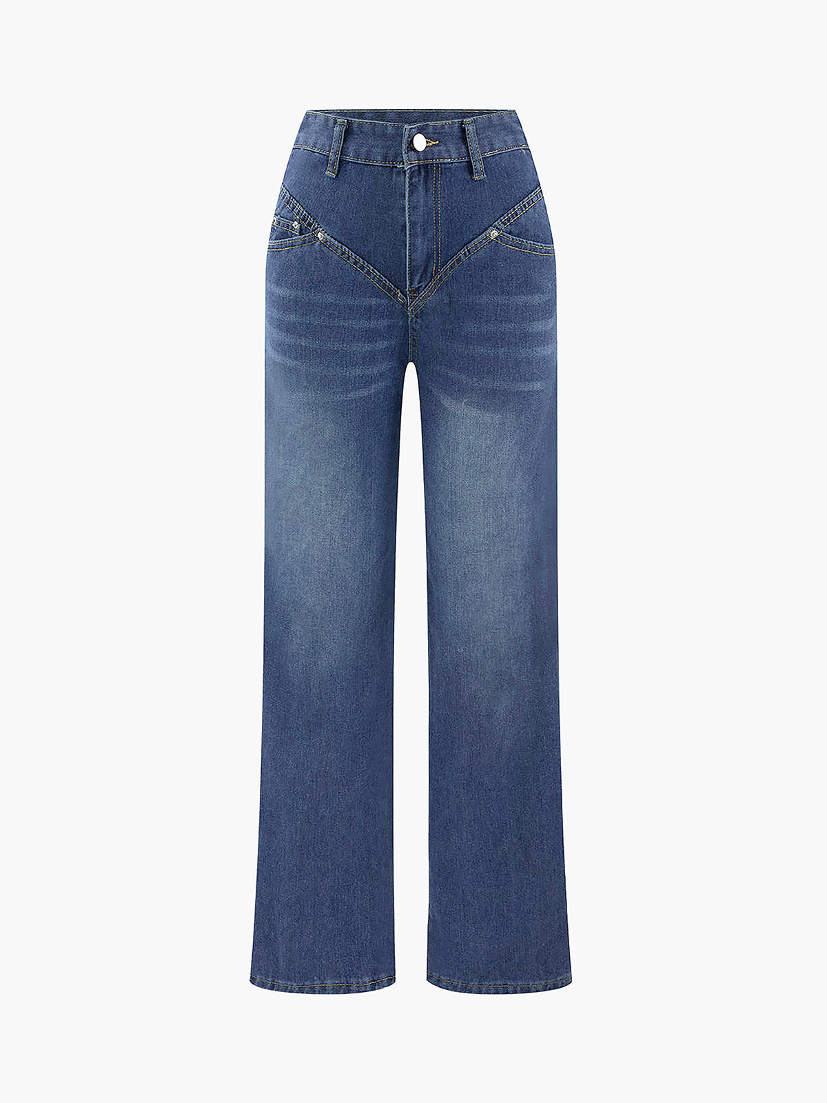 Vintage Wash Denim Straight Leg Jeans-CALLISTARI