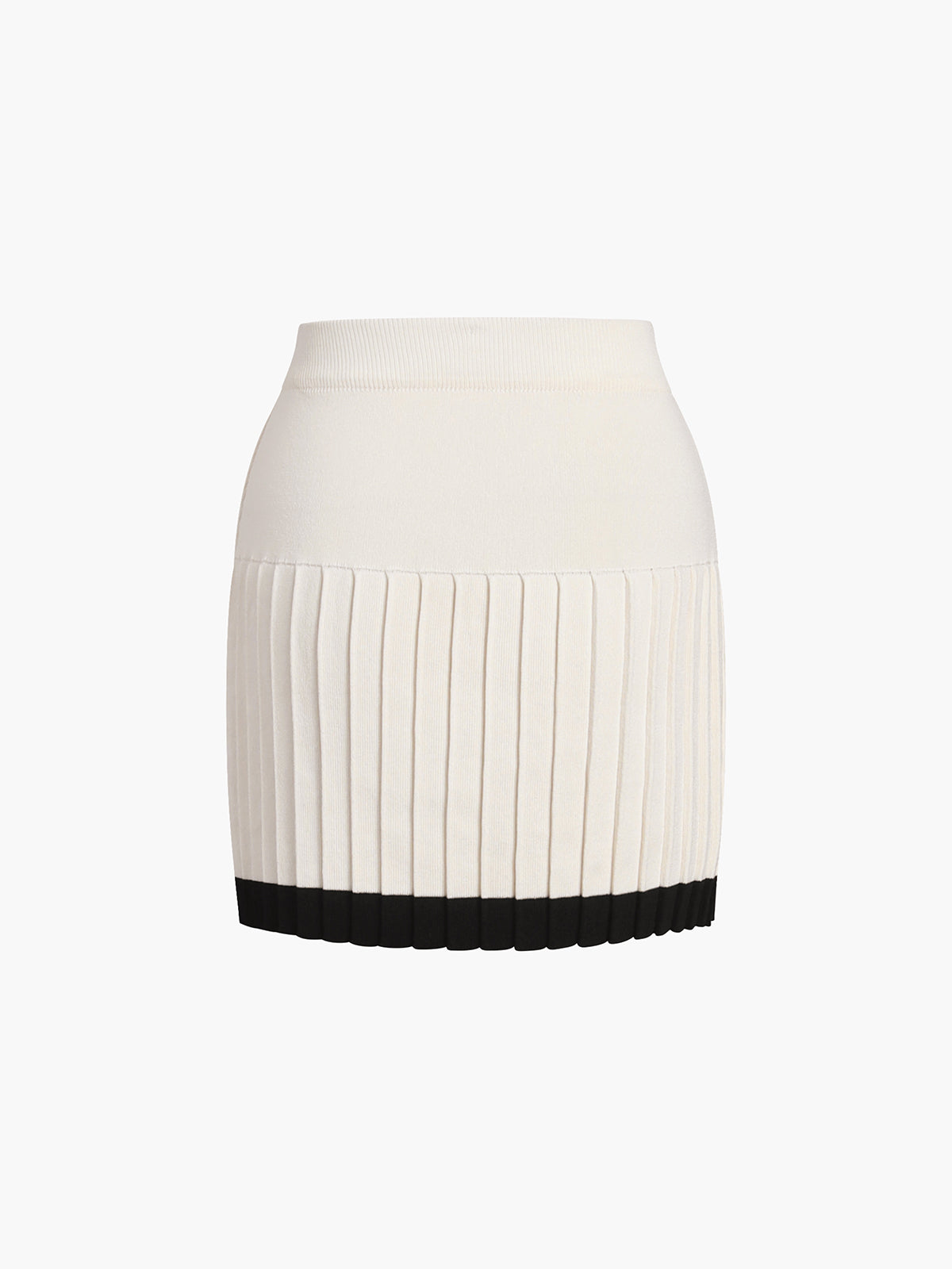 Contrast Trim Pleated Mini Sweater Skirt Set-CALLISTARI