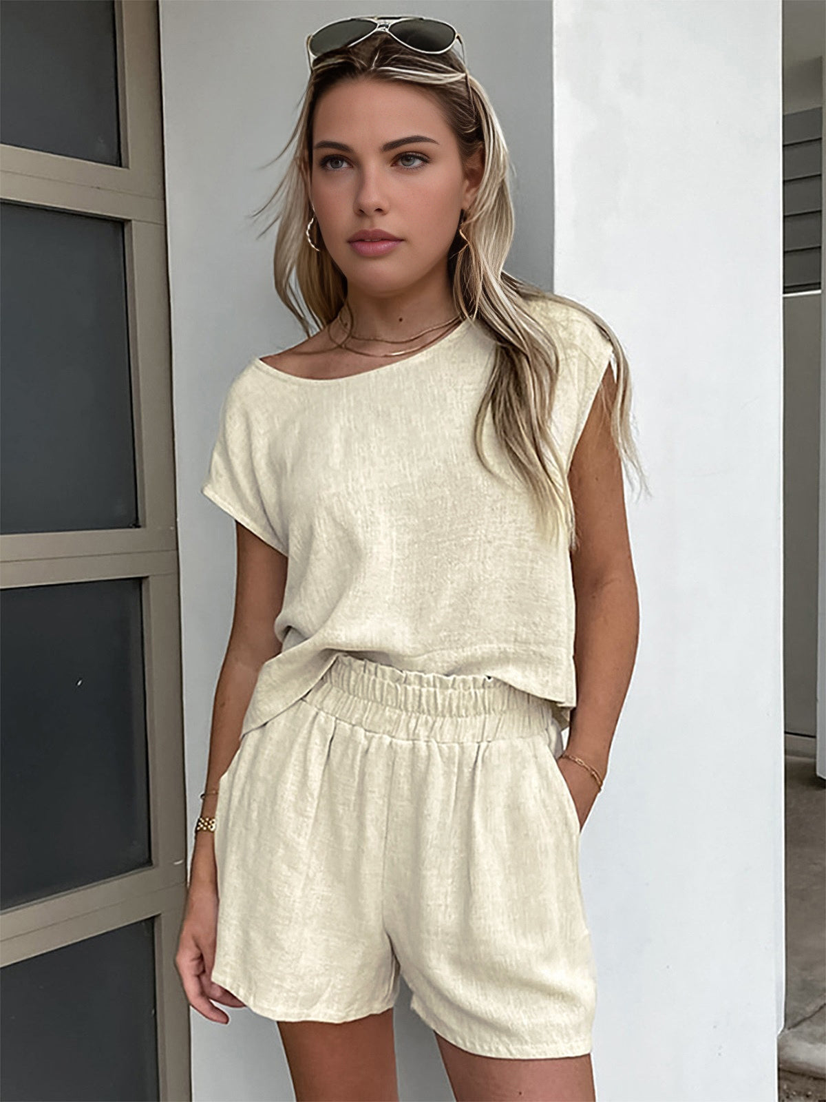 Cotton & Linen Pockets Shorts Set-CALLISTARI