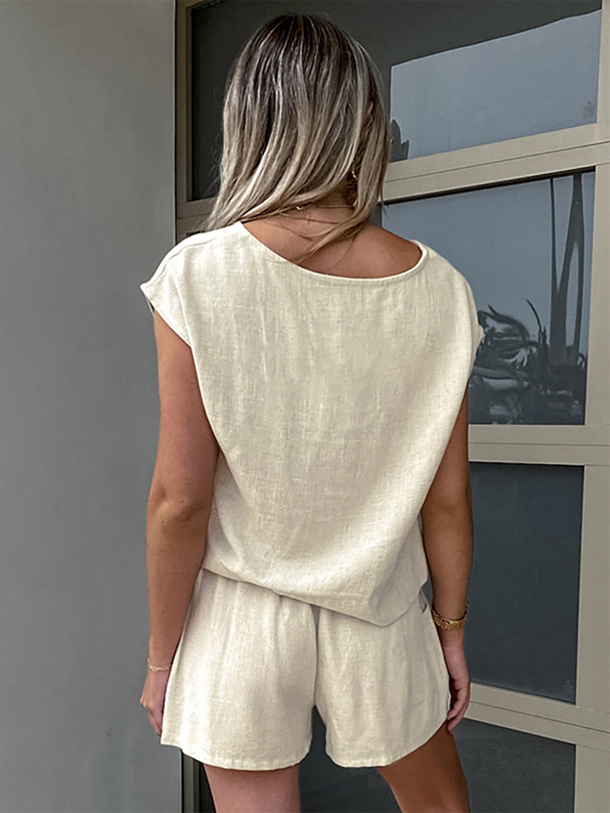 Cotton & Linen Pockets Shorts Set-CALLISTARI