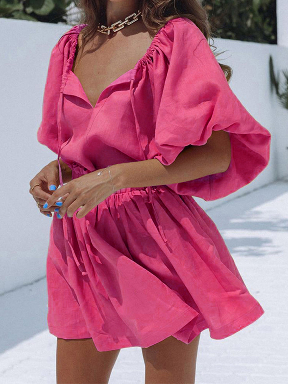 Barbiecore Cotton Linen Two Piece Skirt Set-CALLISTARI