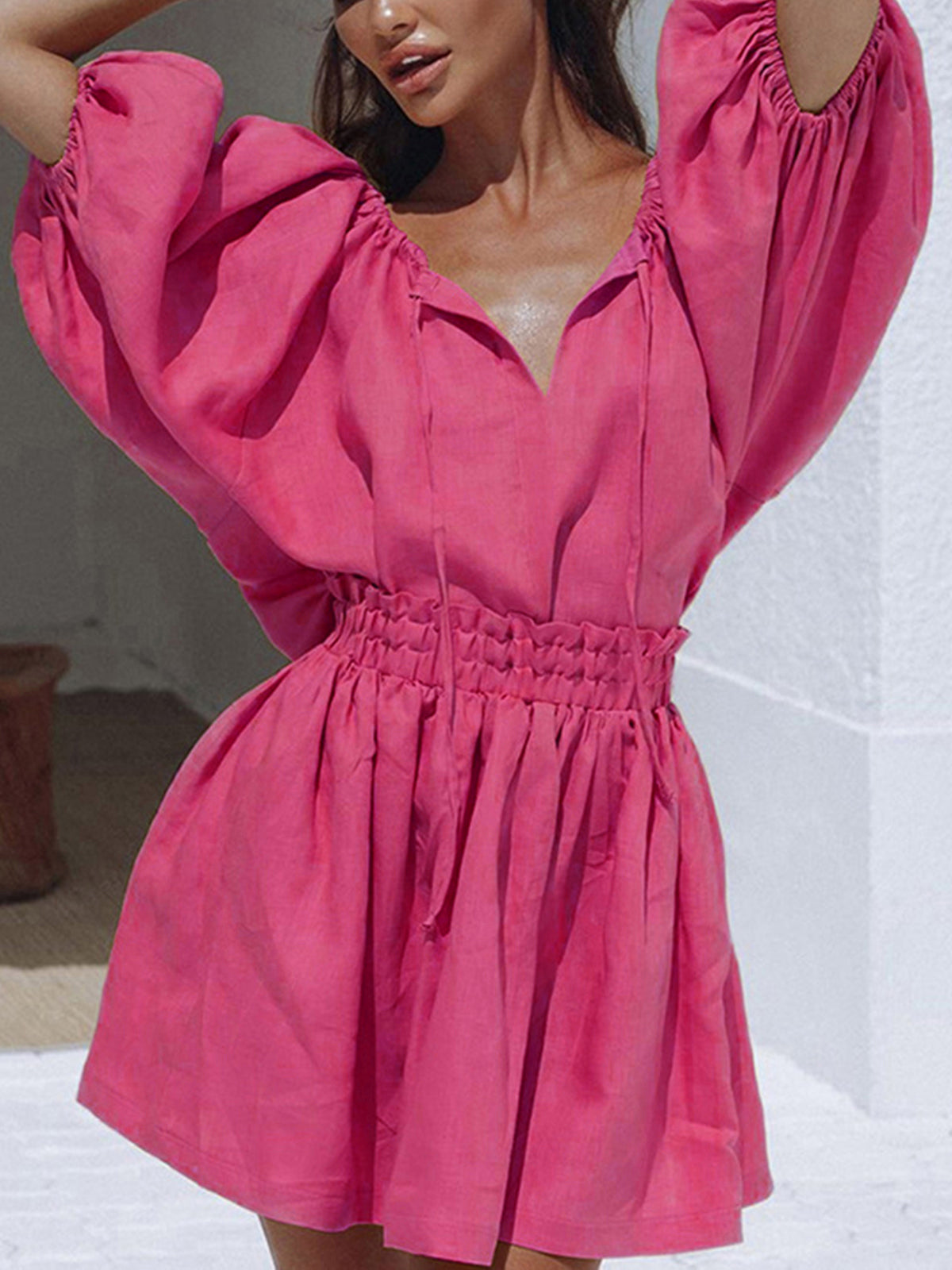 Barbiecore Cotton Linen Two Piece Skirt Set-CALLISTARI