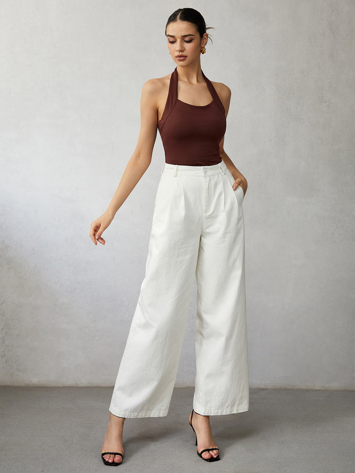 Callistari High Waisted Wide Leg Jeans-CALLISTARI