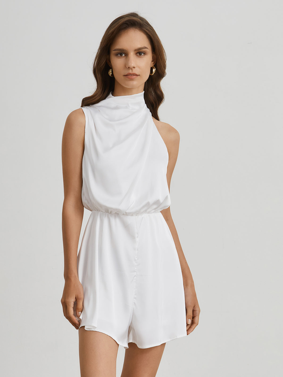 Ruched Satin Jumpsuit-CALLISTARI