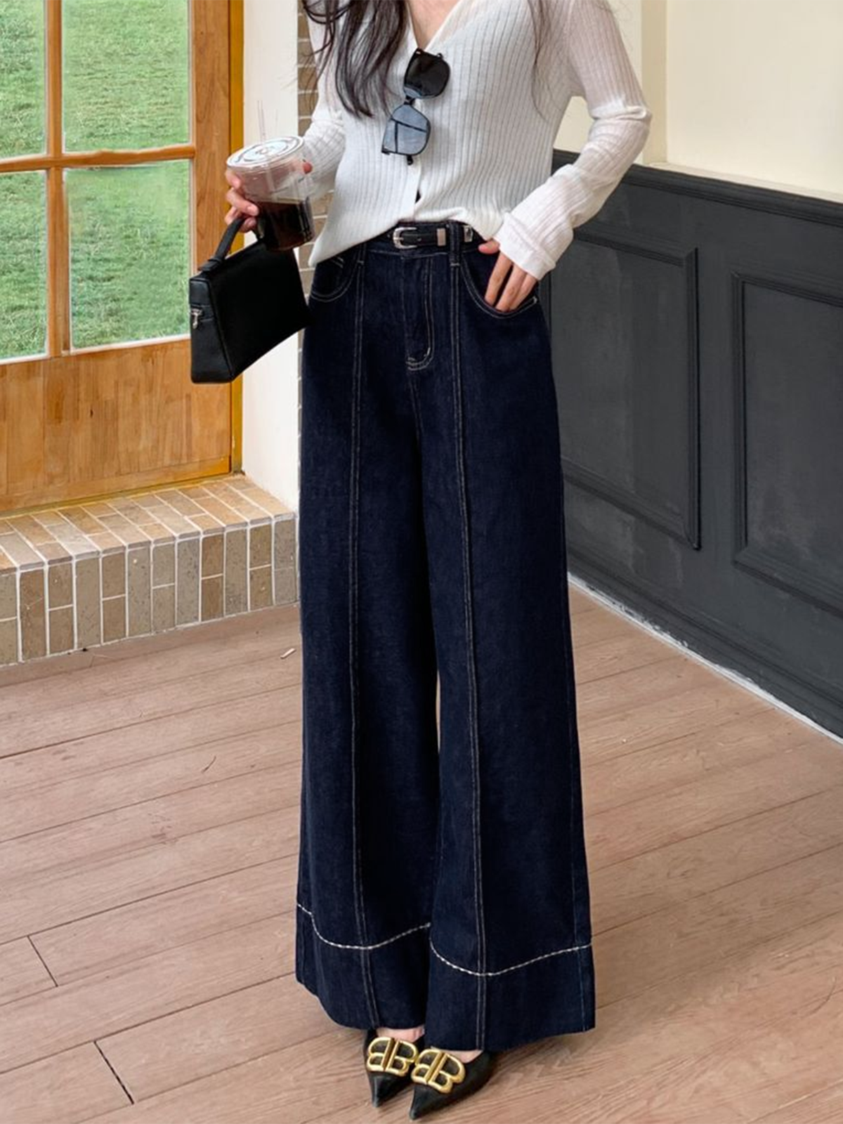 Wide Leg Denim Jeans-CALLISTARI