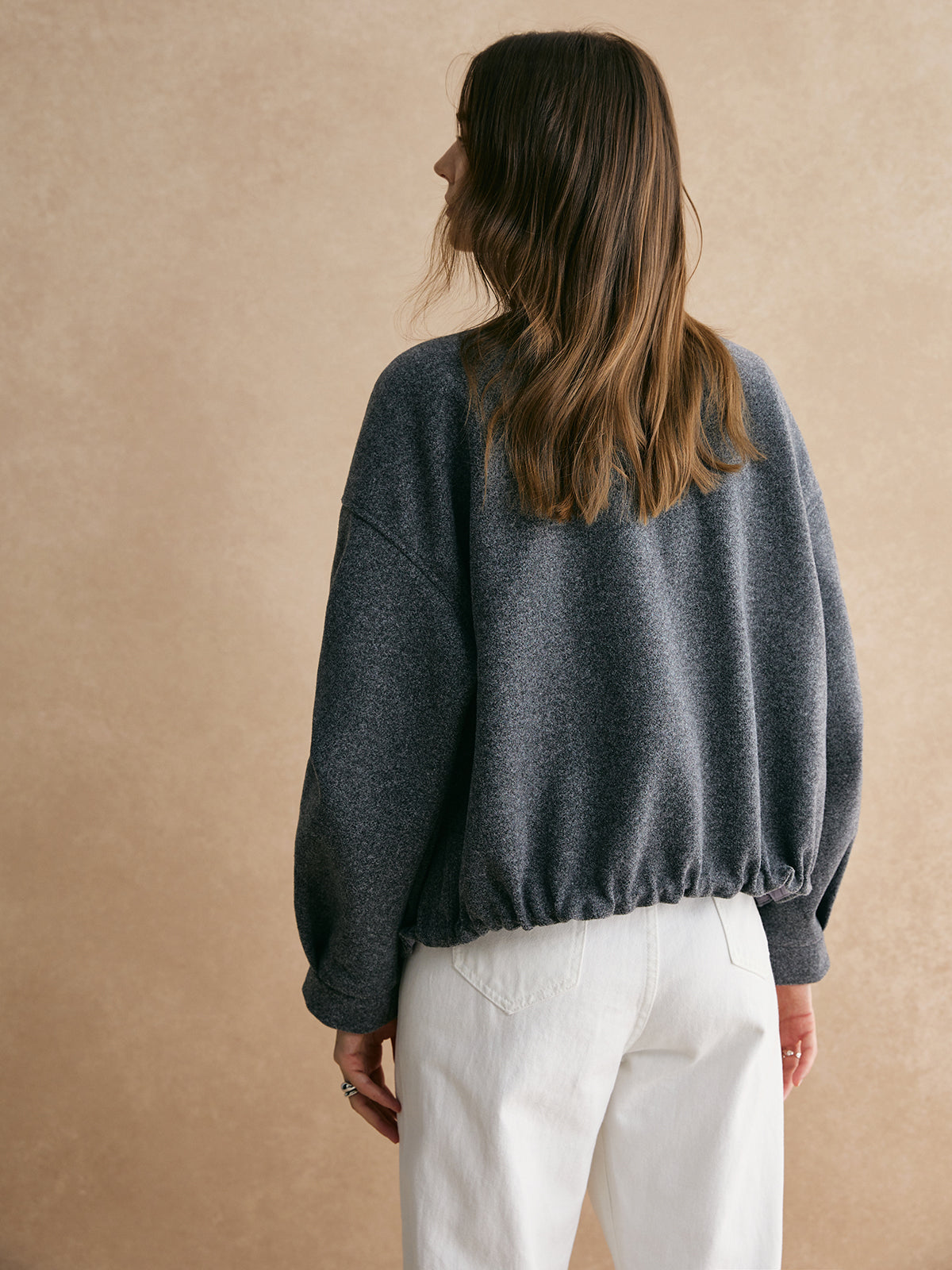 Drawstring Zipper Loose Jacket-CALLISTARI