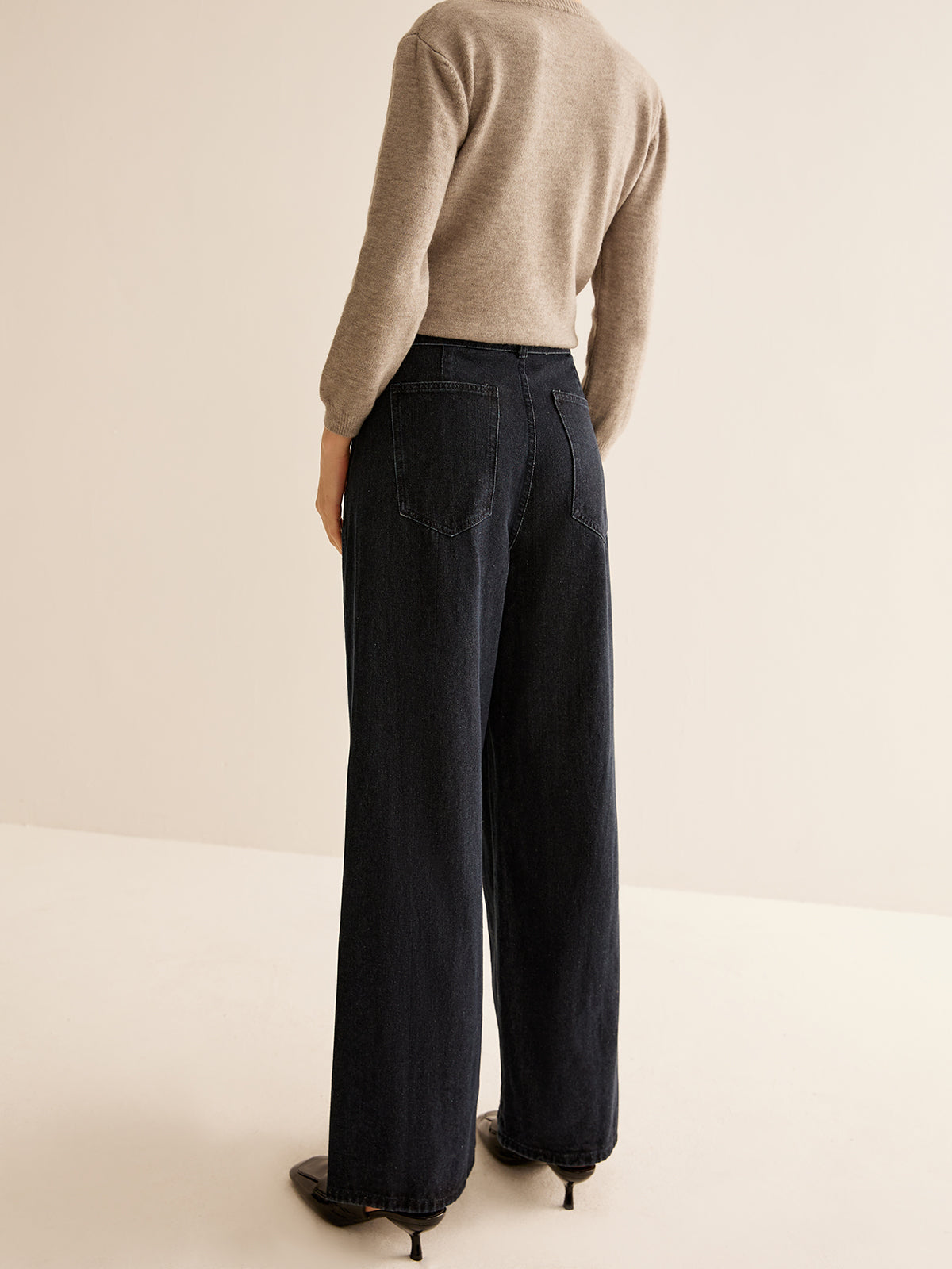 Washed Denim Belted Straight Pants-CALLISTARI