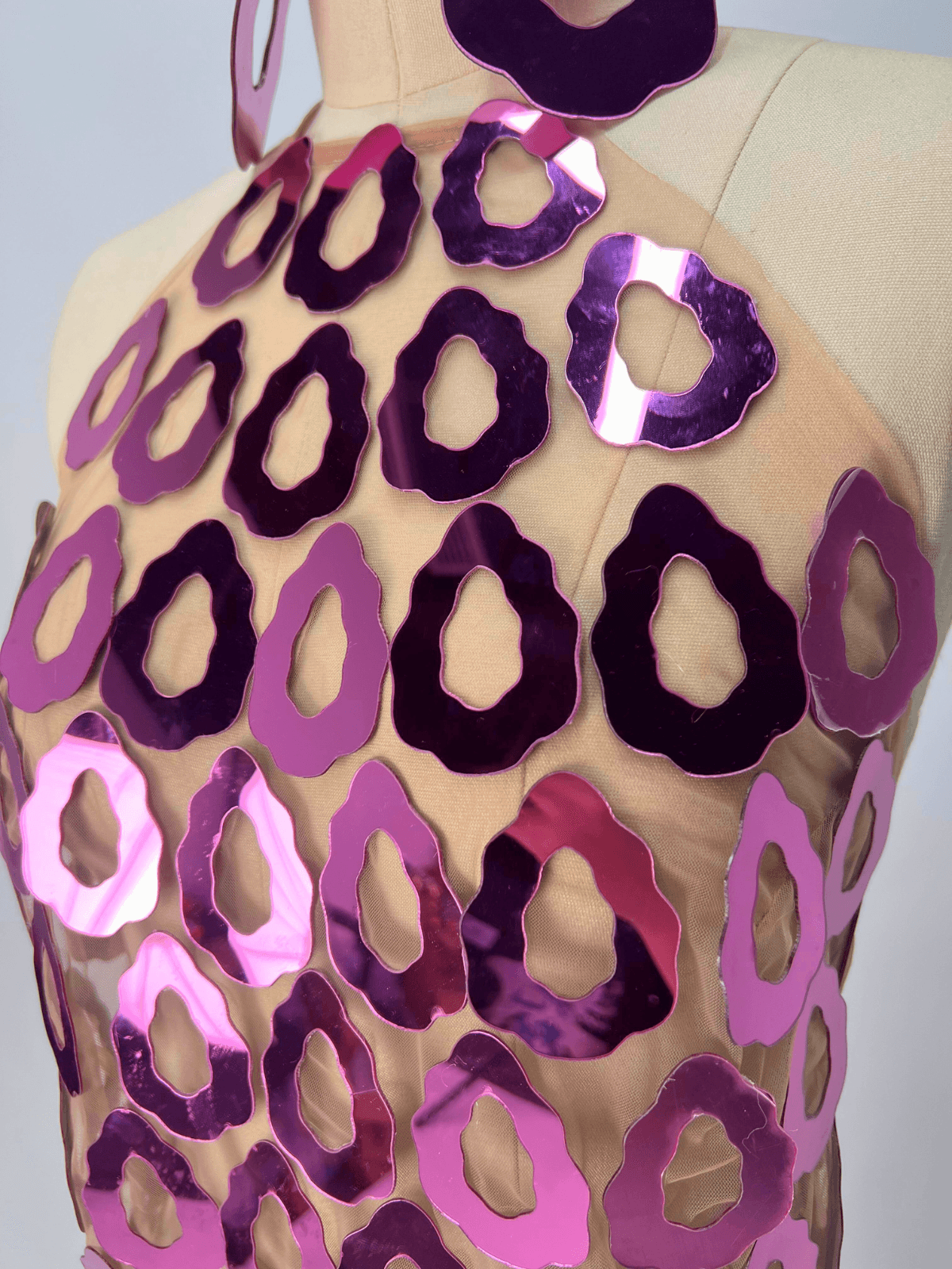 Badel Halterneck Acrylic Mesh Mini Dress - Mew Mews