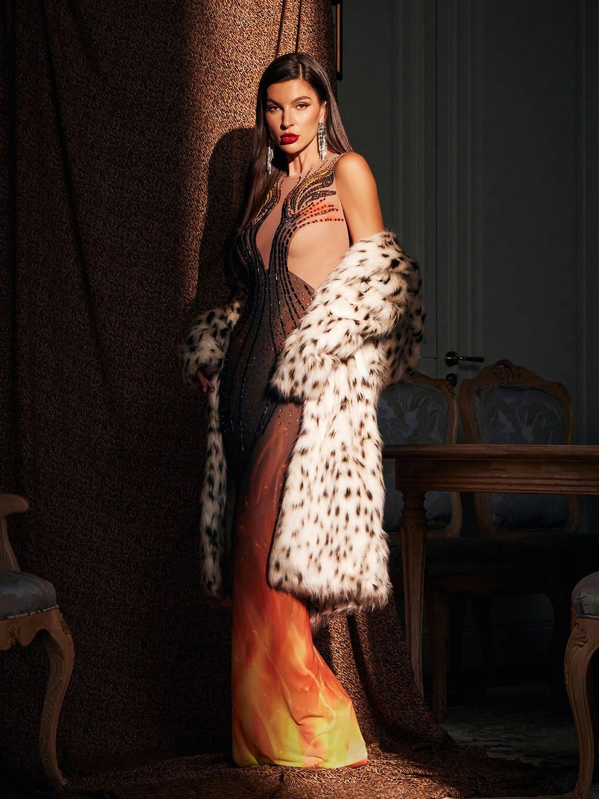 Bellezza Printed Rhinestone Maxi Dress - Mew Mews