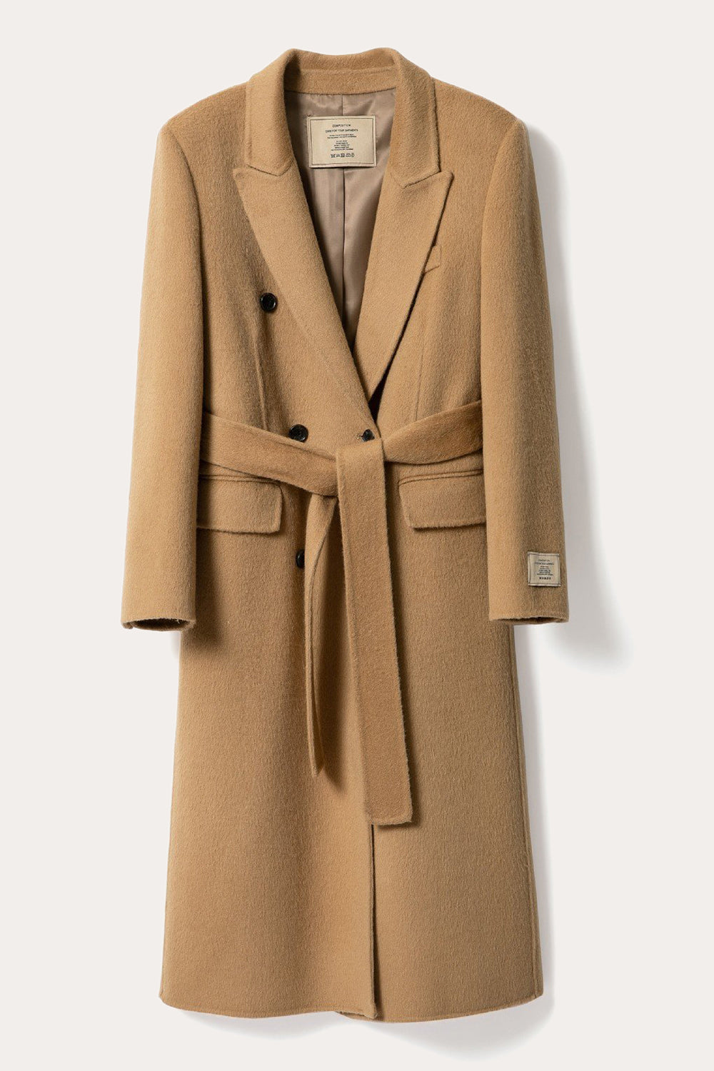 Pink Peak Lapel Double Breasted Long Women Wool Coat-CALLISTARI