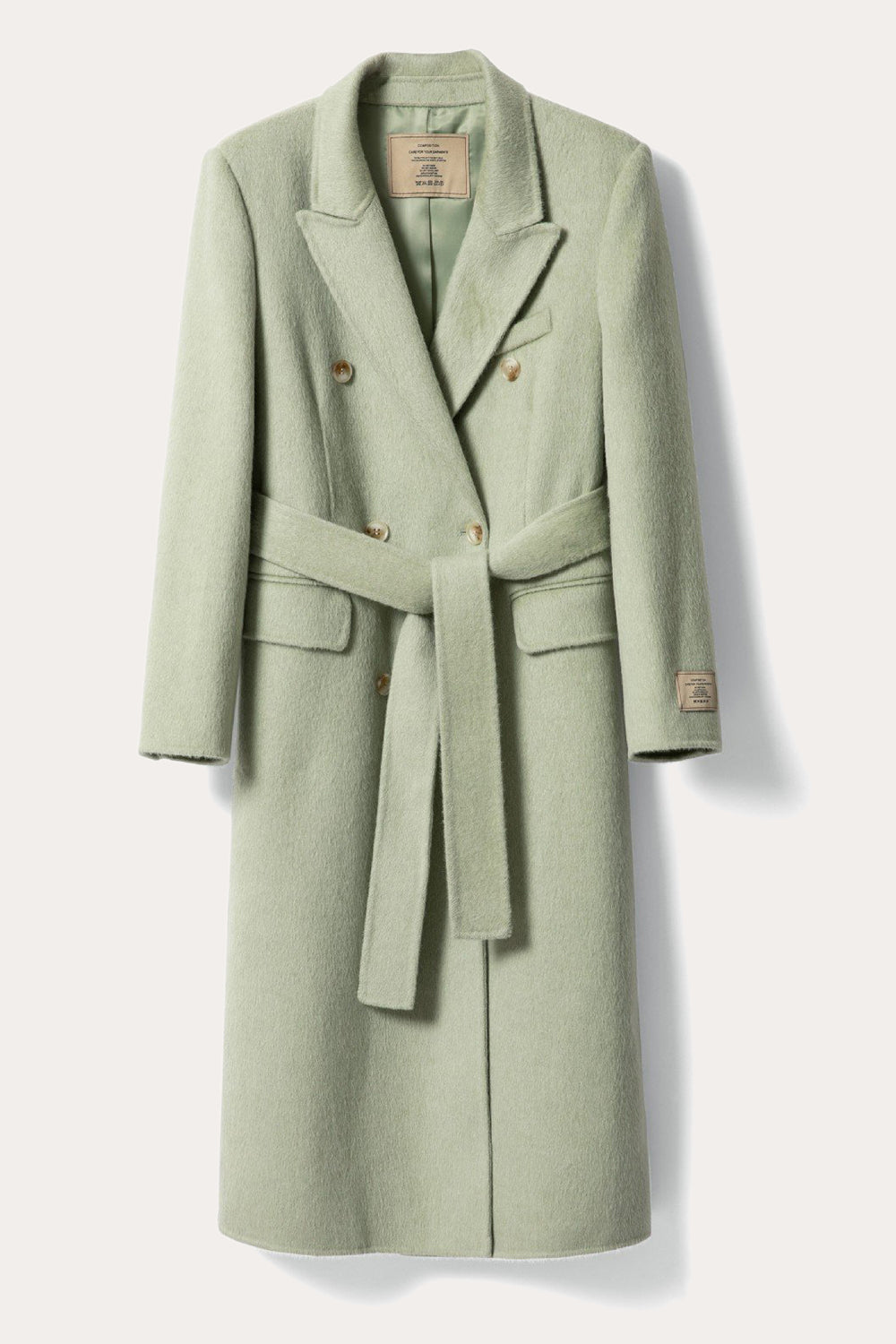 Pink Peak Lapel Double Breasted Long Women Wool Coat-CALLISTARI