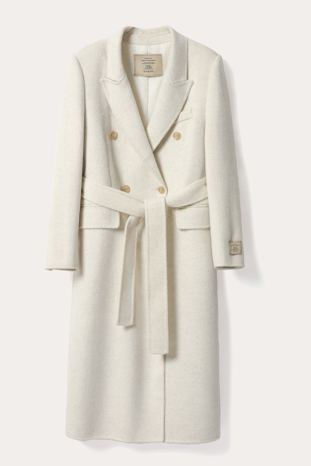 Pink Peak Lapel Double Breasted Long Women Wool Coat-CALLISTARI