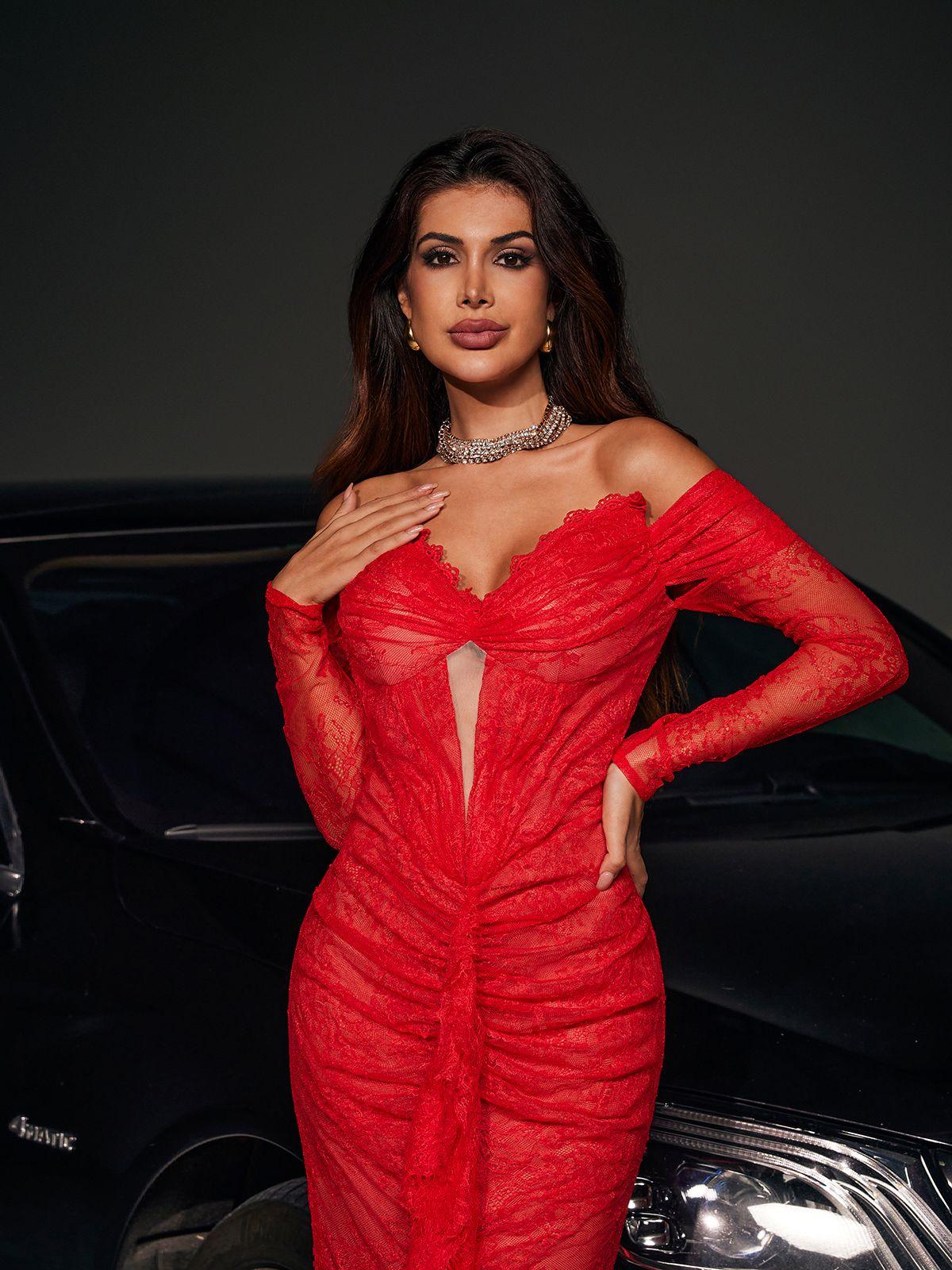 Capella Off Shoulder Lace Mermaid Maxi Dress - Mew Mews