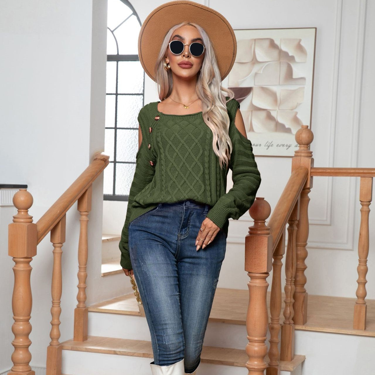 Elegant Button Twist Knitted Pullover Sweater-CALLISTARI