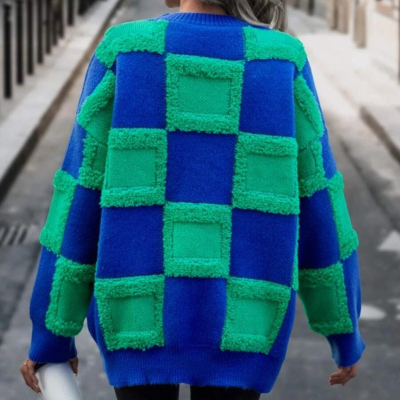 Casual Checked Loose Pullover Sweater-CALLISTARI