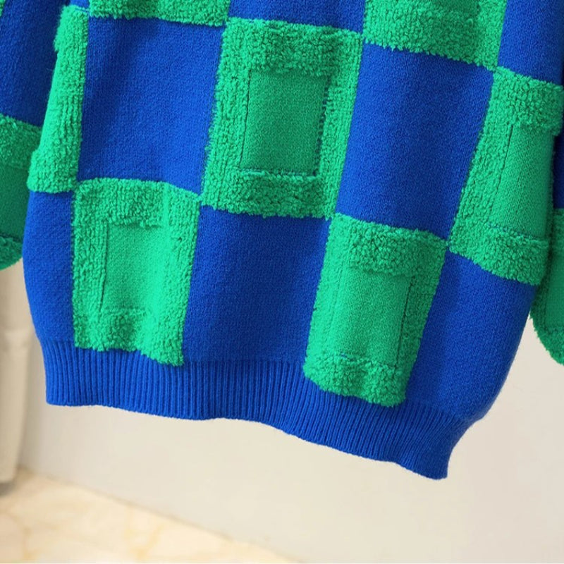 Casual Checked Loose Pullover Sweater-CALLISTARI