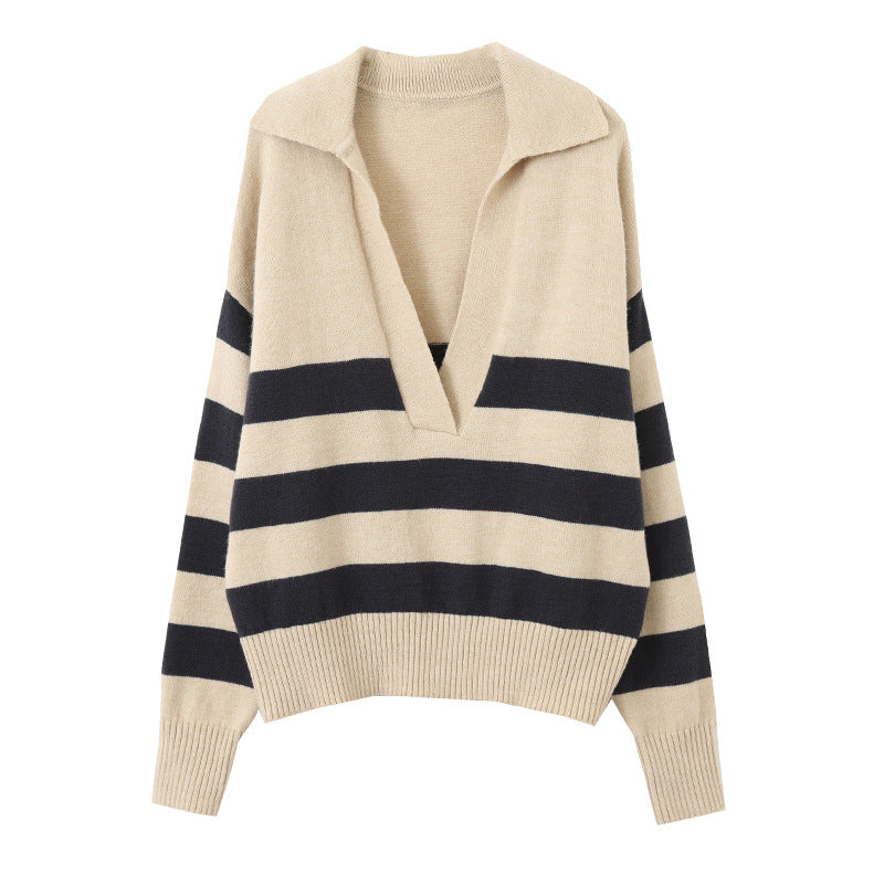 Casual Large Striped Loose Pullover Sweater-CALLISTARI
