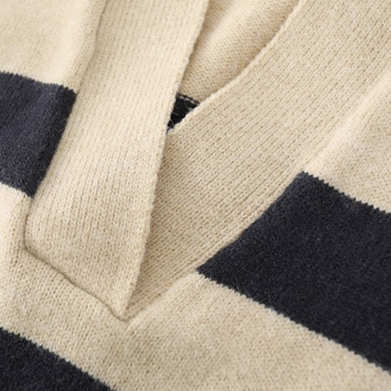 Casual Large Striped Loose Pullover Sweater-CALLISTARI