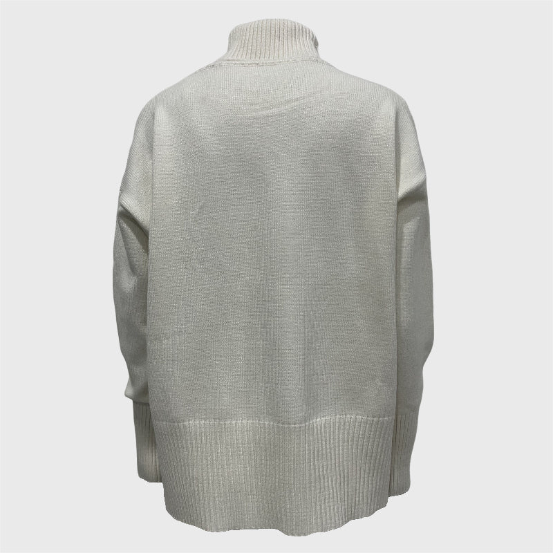 Casual Plain High Collar Knit Pullover Sweater-CALLISTARI