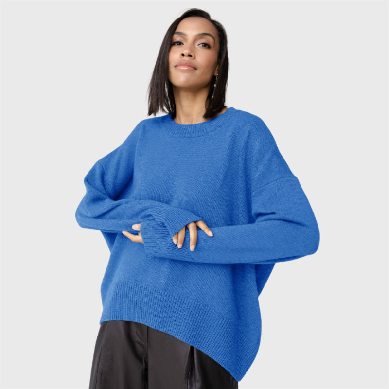Casual Plain Knit Loose Pullover Sweater-CALLISTARI