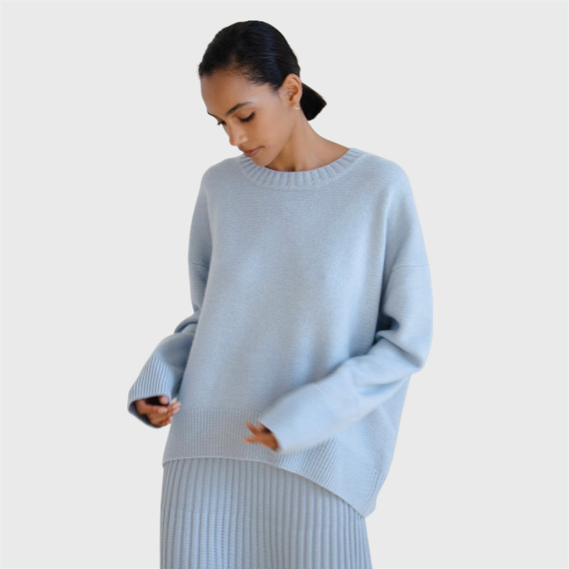 Casual Plain Knit Loose Pullover Sweater-CALLISTARI