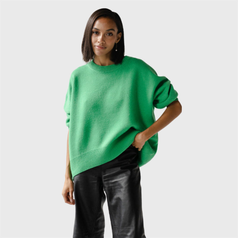 Casual Plain Knit Loose Pullover Sweater-CALLISTARI