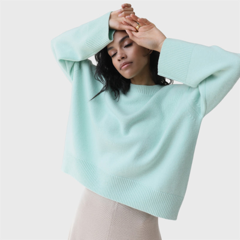 Casual Plain Knit Loose Pullover Sweater-CALLISTARI