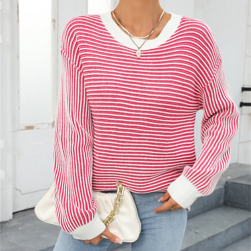 Casual Striped Loose Pullover Sweater-CALLISTARI