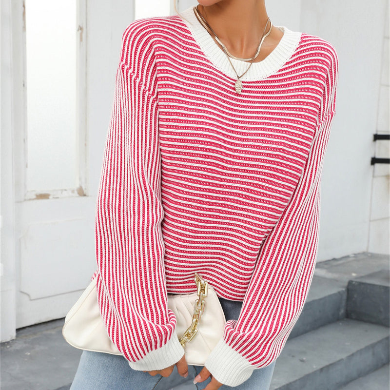 Casual Striped Loose Pullover Sweater-CALLISTARI