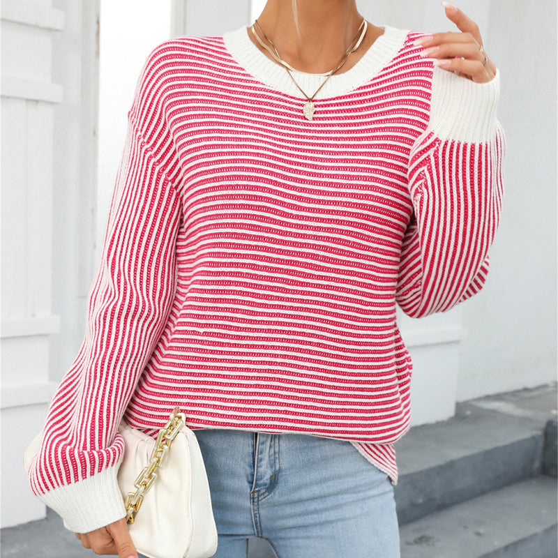 Casual Striped Loose Pullover Sweater-CALLISTARI