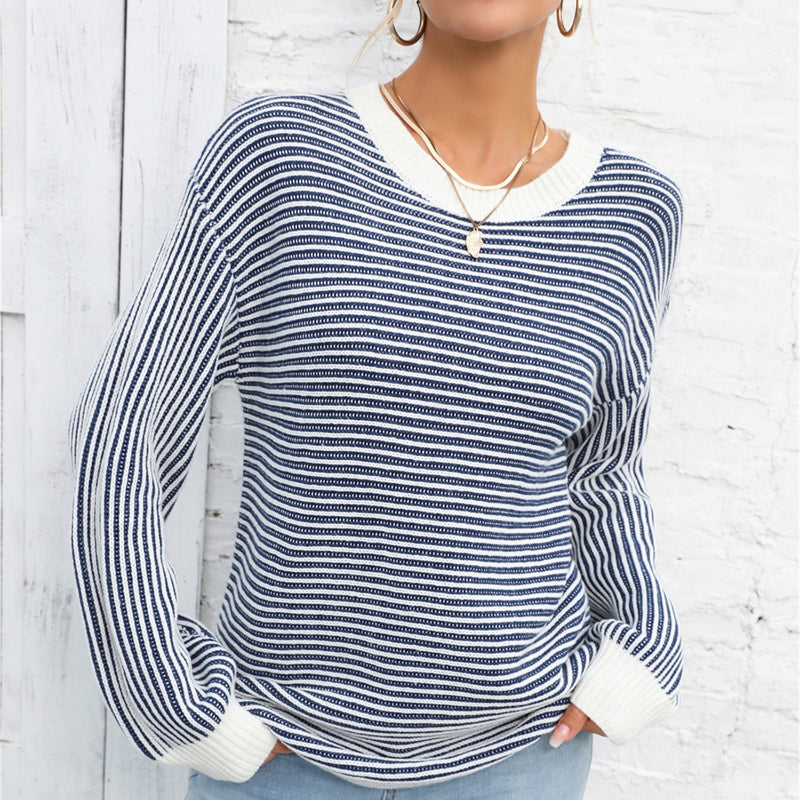 Casual Striped Loose Pullover Sweater-CALLISTARI