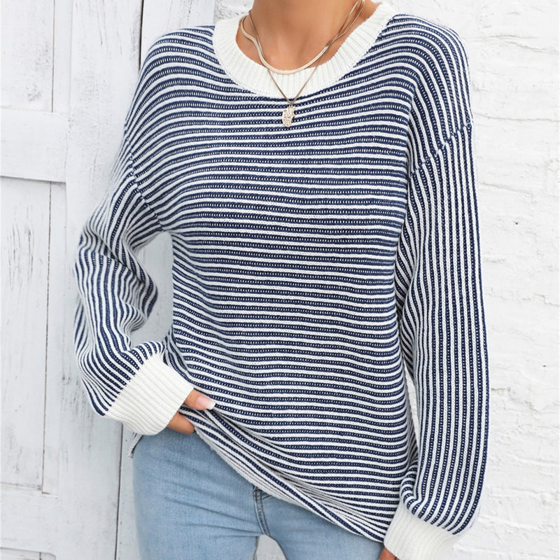 Casual Striped Loose Pullover Sweater-CALLISTARI