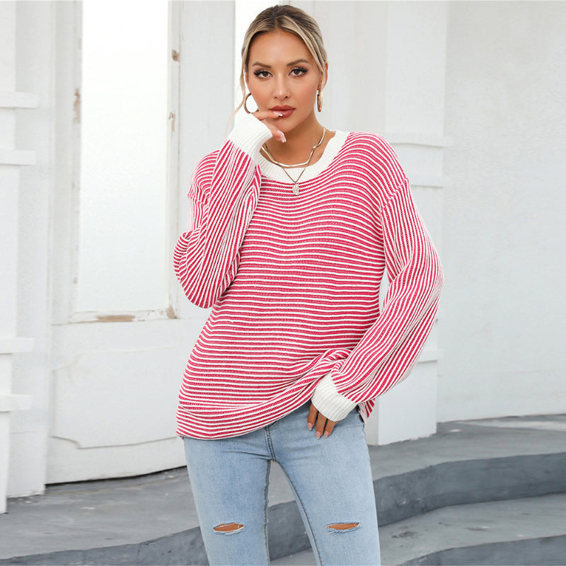 Casual Striped Loose Pullover Sweater-CALLISTARI