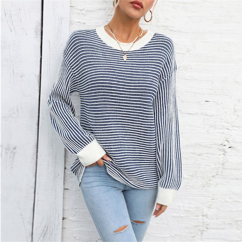 Casual Striped Loose Pullover Sweater-CALLISTARI
