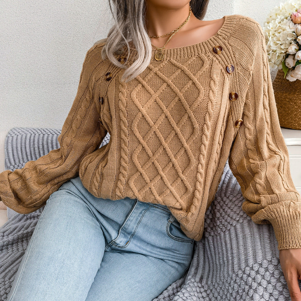 Casual Twist Knit Pullover Sweater-CALLISTARI
