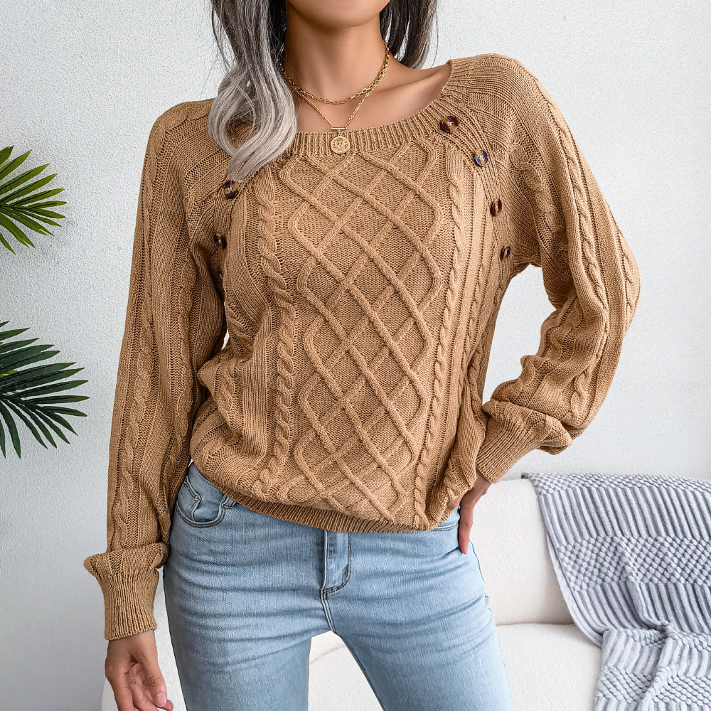 Casual Twist Knit Pullover Sweater-CALLISTARI
