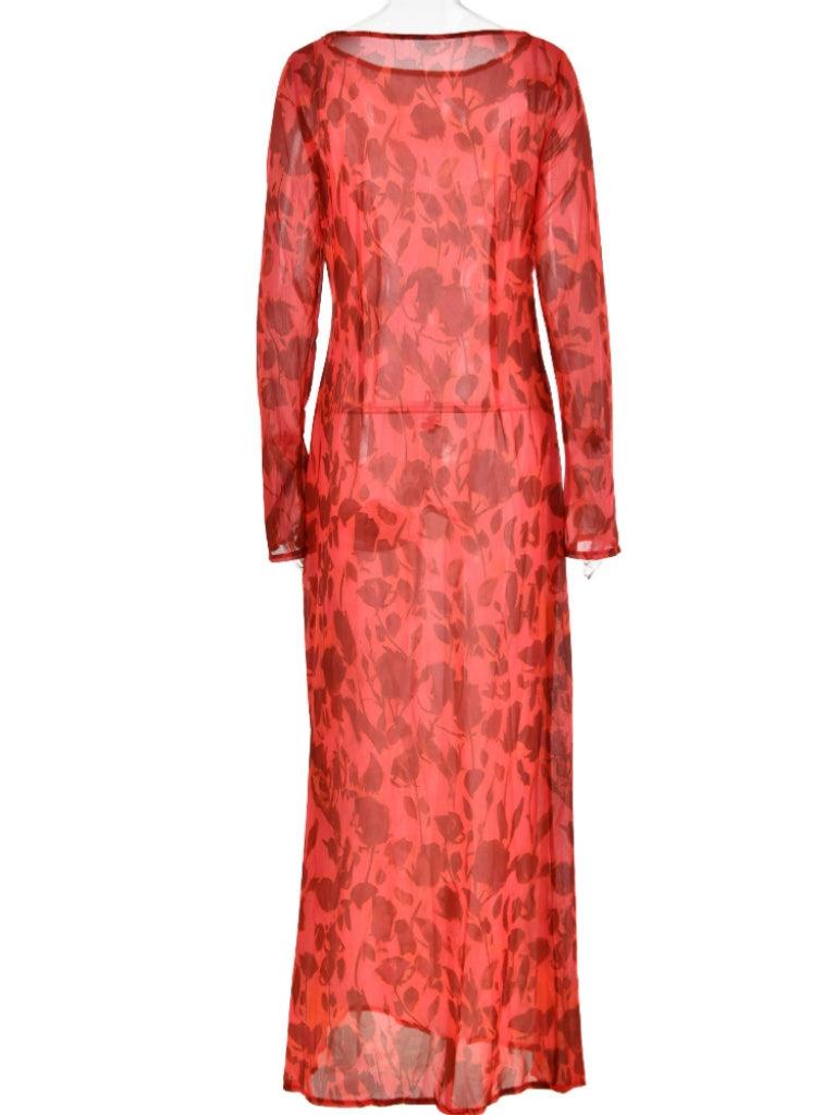 Cecily Long Sleeve Rose Printed Maxi Dress - Mew Mews