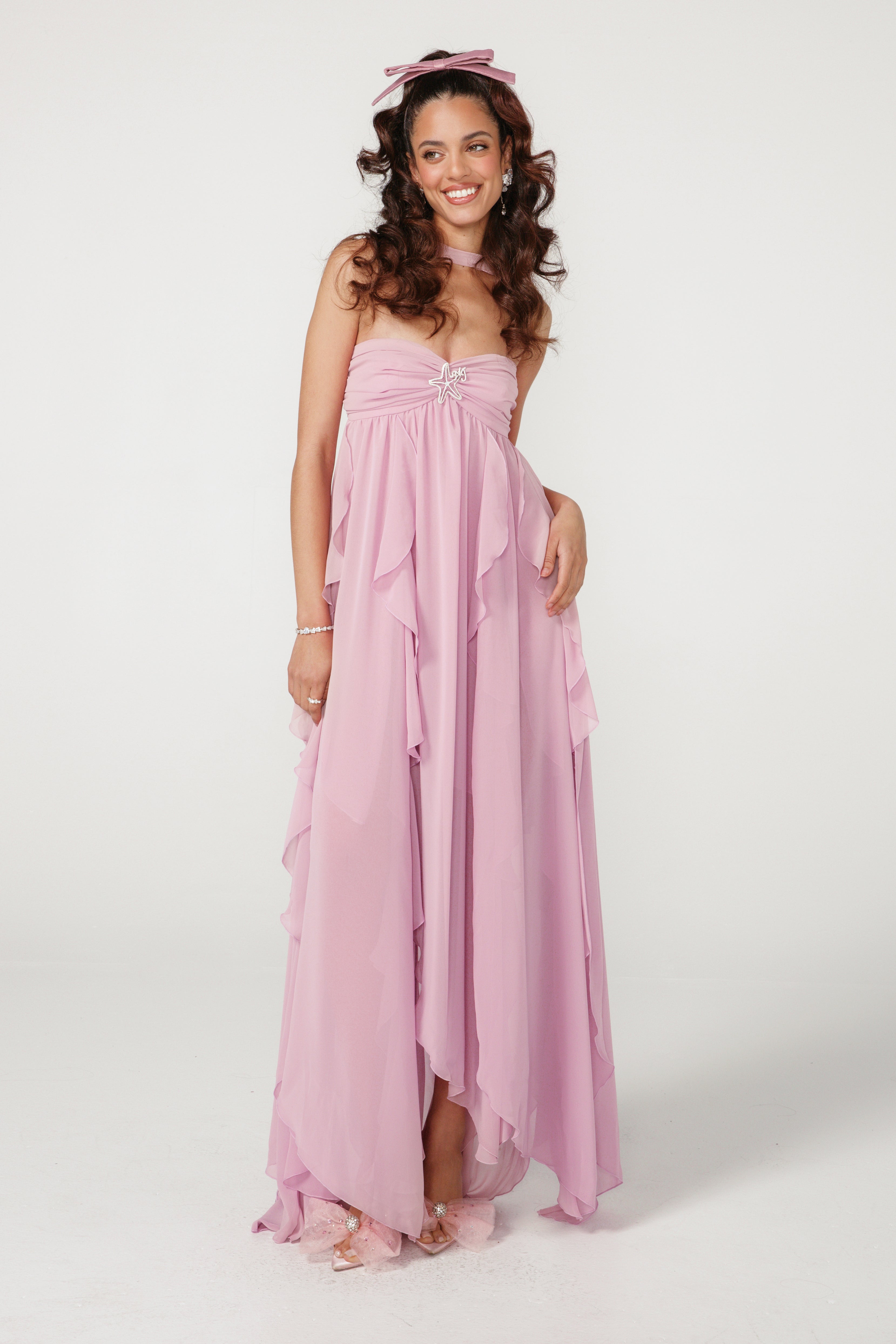 Callistari Purple Elegant Strapless Maxi Dress-CALLISTARI